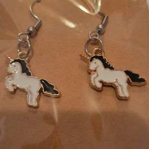 Black hair Unicorn earrings